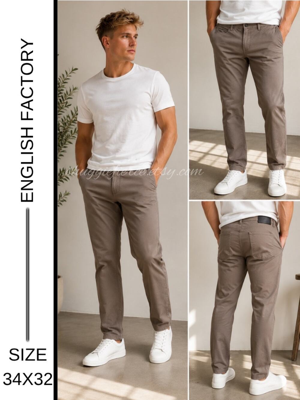 MSRP: $98 | ✨ English Laundry Stretch Chino Pants 34x32 Taupe Straight Leg ✨